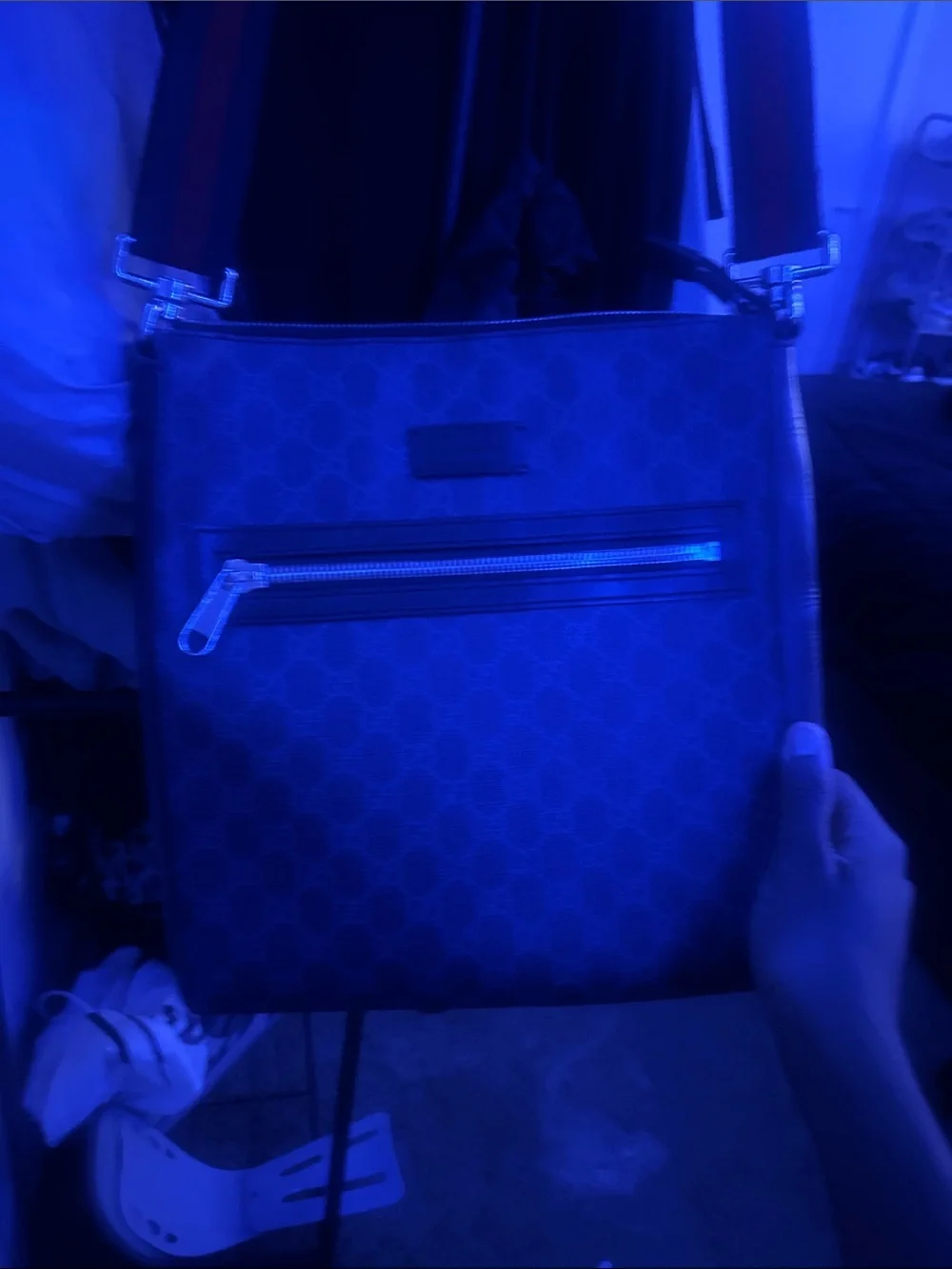 Gucci Brown Monogram Messenger Bag with Red/Green Strap